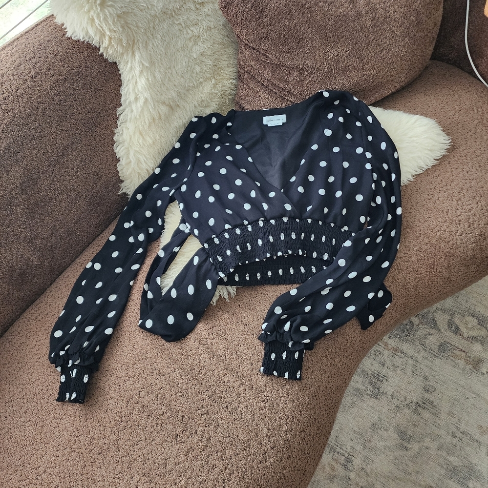 Lovers And Friends Polka Dot Tie Cropped Top